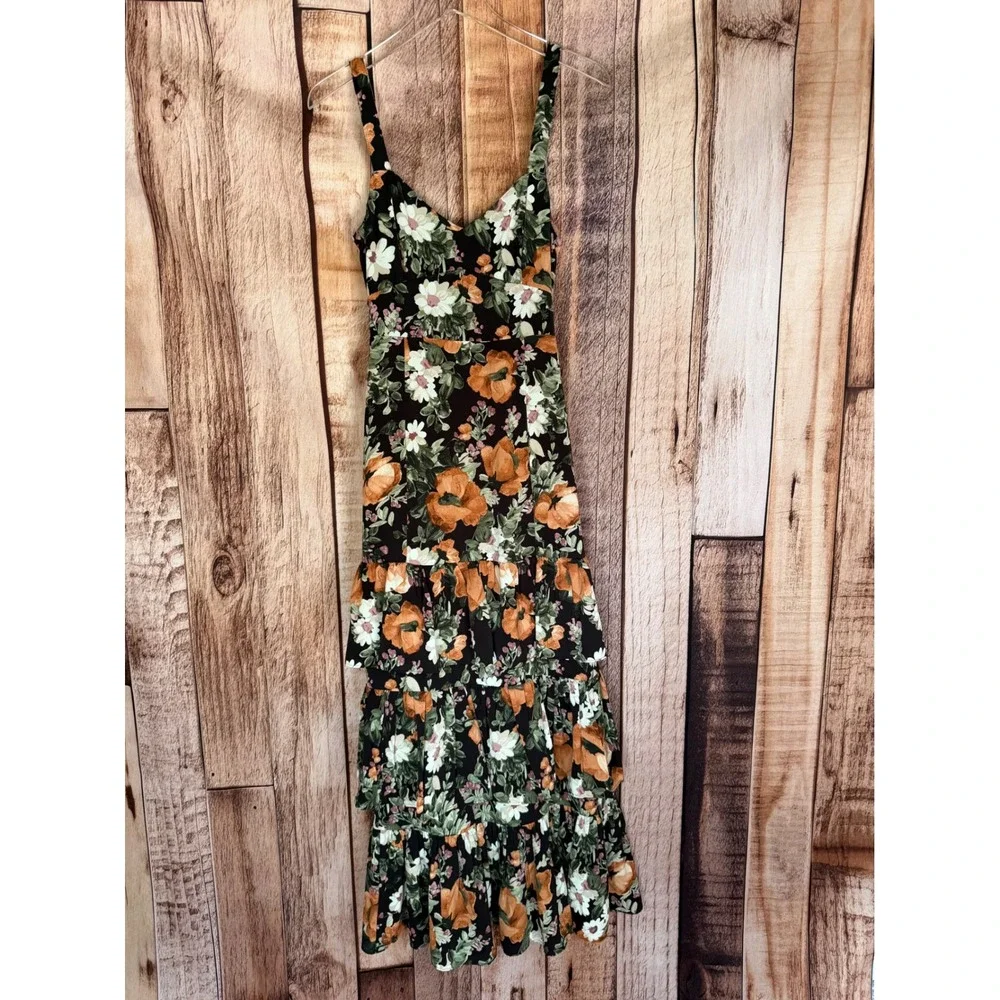 Abercrombie & Fitch Dress Floral Tiered Maxi Fall Ruffle Garden Size Small